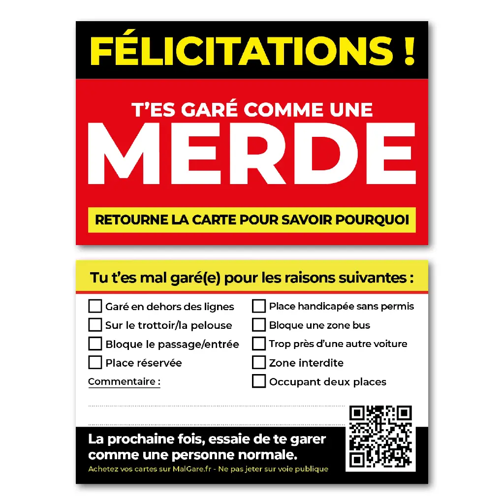 Cartes "Mal Garé" (25 ex)